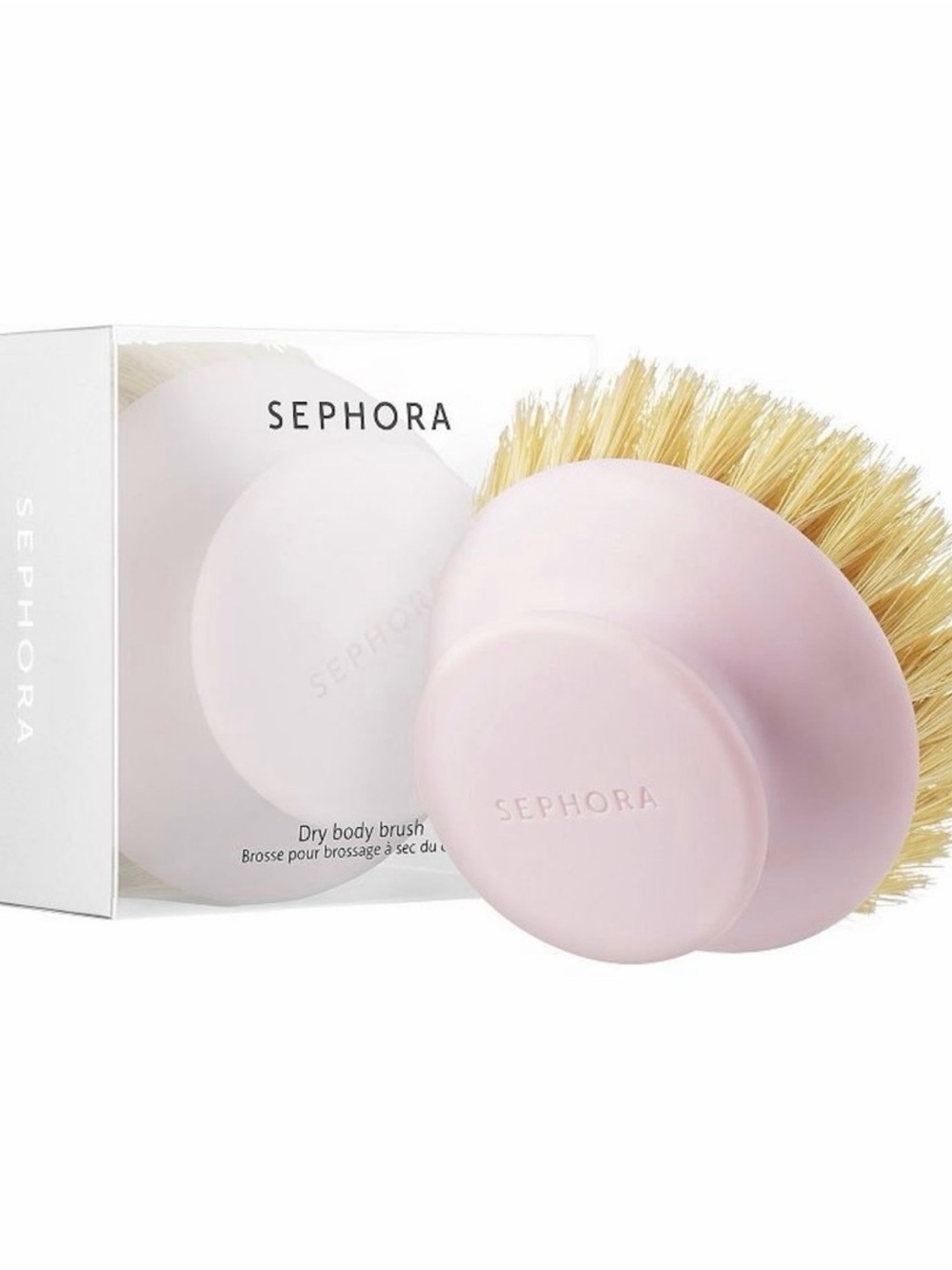 Sephora Pink Dry Body Brush with Wooden Handle